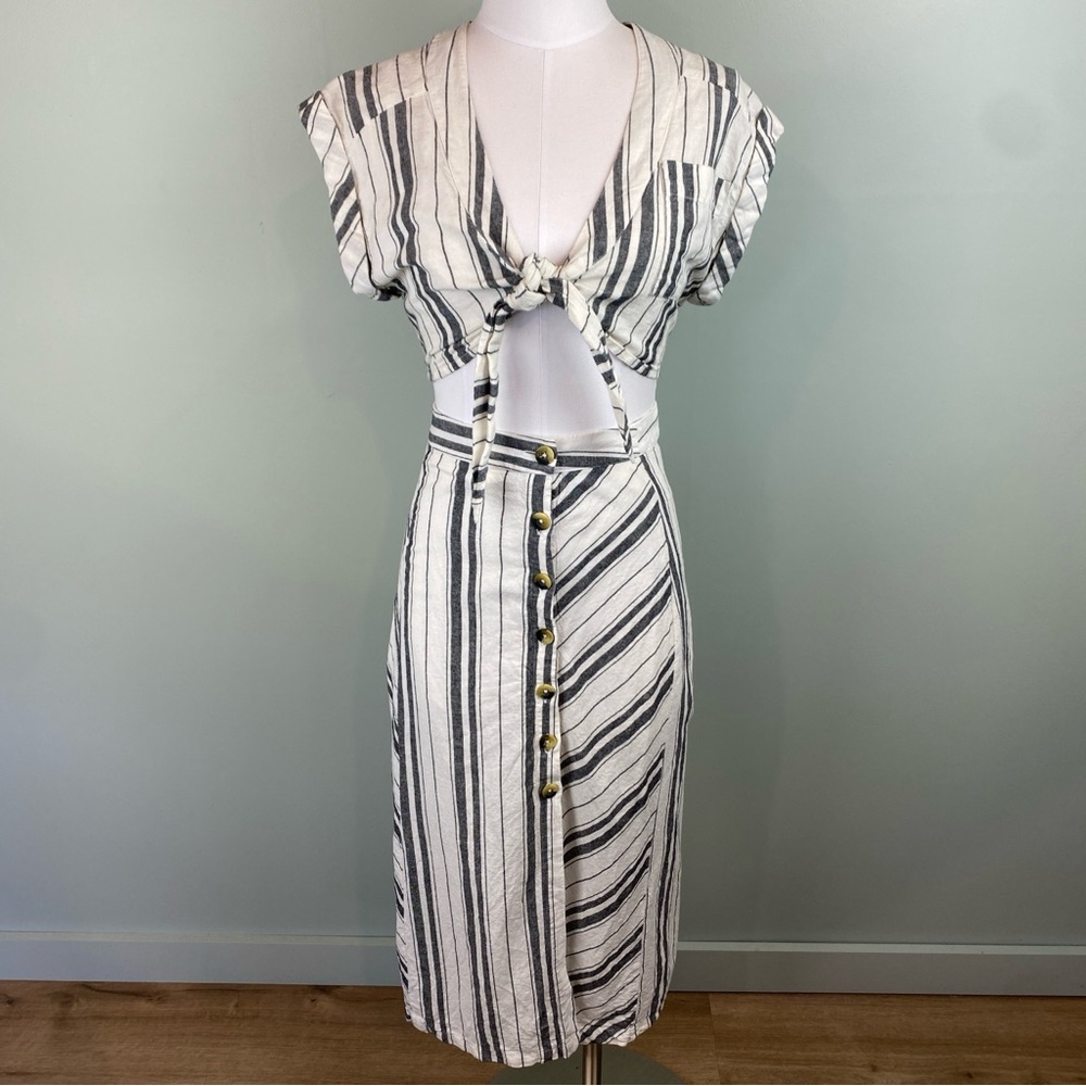Free People Cream and Black Striped Two-Piece Skirt Set